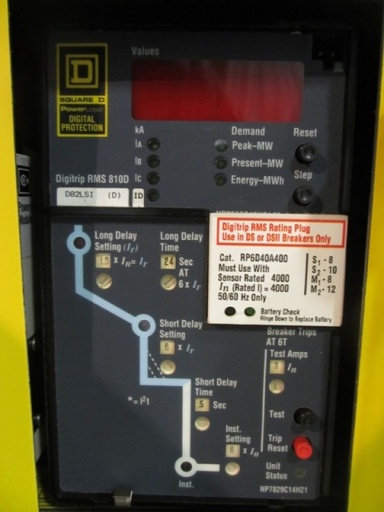4000 Amp, SQUARE D, DSII-840, 480 V., M/O, D/O, RMS-810D LSI