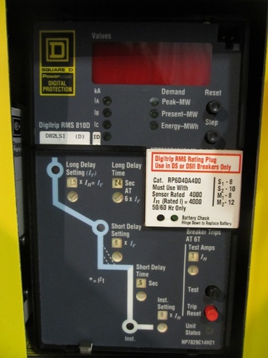 4000 Amp, SQUARE D, DSII-840, 480 V., M/O, D/O, RMS-810D LSI
