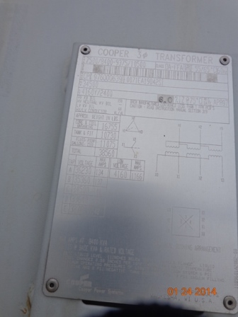 7500/10500 KVA, Pri 34500 D, Sec 4160Y/2400, 1997, COOPER, SUBSTATION:1