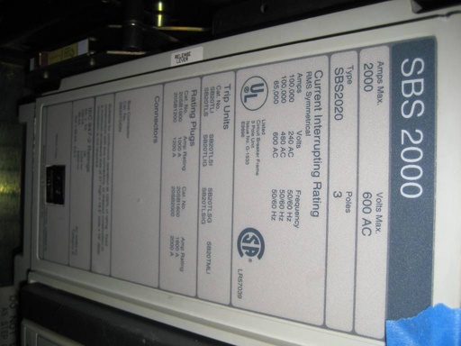 2000 Amp, SIEMENS, SBS2020, 480 V., ELECTRICALLY OPERATED, STATIONARY MNT, LSIG