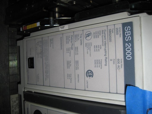2000 Amp, SIEMENS, SBS2020, 480 V., ELECTRICALLY OPERATED, STATIONARY MNT, LSIG