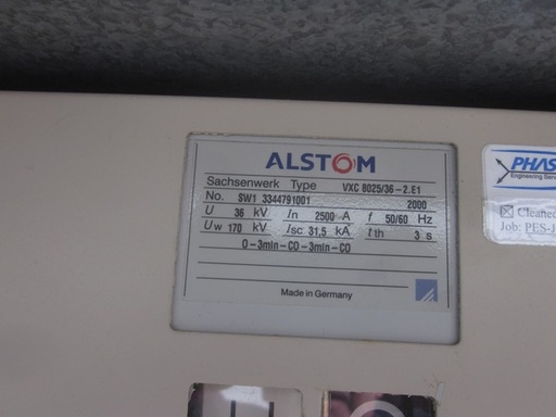 1200 Amp, ALSTOM, VXC 8025/36-2.E1, 38 KV, 2001, VACUUM, OUTDOOR:1