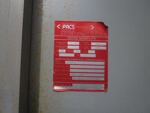 1200 Amp, ALSTOM, VXC 8025/36-2.E1, 38 KV, 2001, VACUUM, OUTDOOR:1