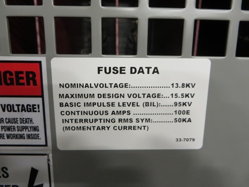 600 Amp, FEDERAL PACIFIC, No. AUTOJET TYPE B, 15000 V., 2009, INDOOR, FUSED:1