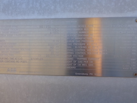 3000 Amp, ABB, HPL362/31B2, 362 KV, LIVE TANK SF6