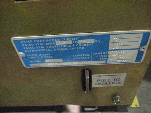1200 Amp, ABB, 15VHK-X 750, 15 KV, 1996, 125 VDC, REPLACEMENT FOR HK AND HKV