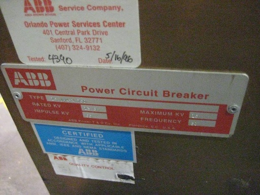 1200 Amp, ABB, 15VHK-X 750, 15 KV, 1996, 125 VDC, REPLACEMENT FOR HK AND HKV