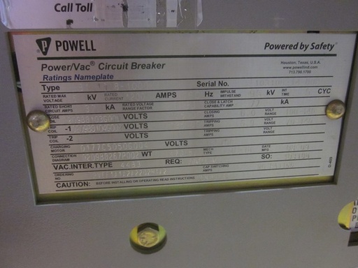 1200 Amp, GENERAL ELECTRIC, VB1-13.8-1000-3, 15 KV, 2009, 125 VDC, ML-18 MECH