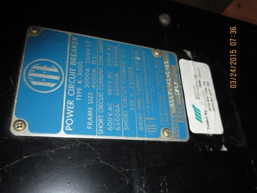 3000 Amp, ITE, K-3000, 480 V., MANUALLY OPERATED, DRAW-OUT