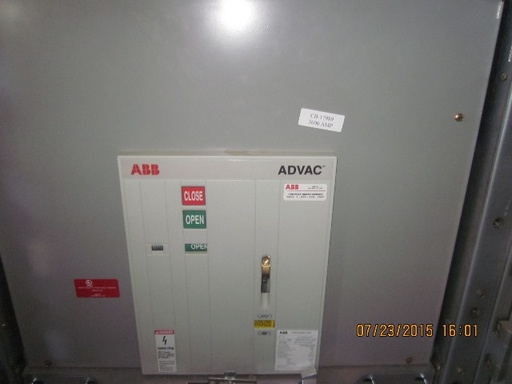 3000 Amp, ABB, ADVAC, 4160 V., 2009, ELECTRICALLY OPERATED, UNUSED:1