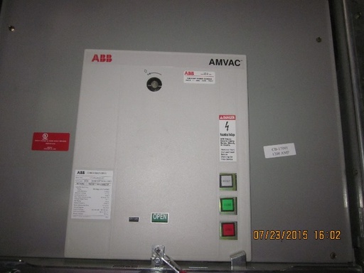 1200 Amp, ABB, AMVAC, 4160 V., 2009, ELECTRICALLY OPERATED, UNUSED:1