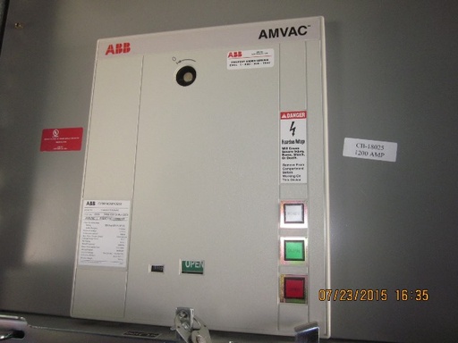 1200 Amp, ABB, AMVAC, 4160 V., 2009, ELECTRICALLY OPERATED, UNUSED:1