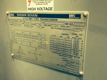 1500/2000 KVA, Pri 13800 D, Sec 480Y/277, BBC/ITE, INDOOR, DRY, ALUMINUM