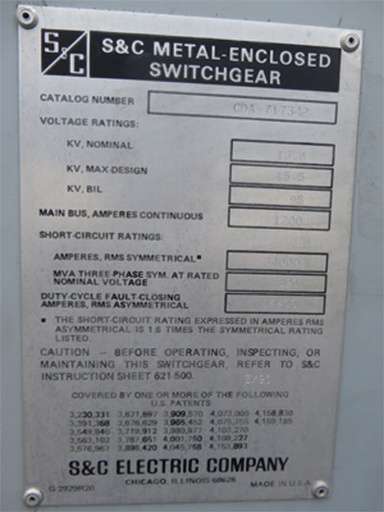 600 Amp, S&C, No. CDA-717342, 15500 V., 1990, OUTDOOR, FUSED:1
