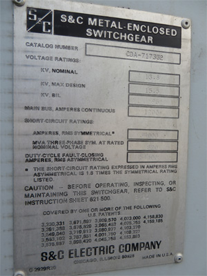 600 Amp, S&C, No. CDA-717332, 15500 V., 1990, OUTDOOR, FUSED:1
