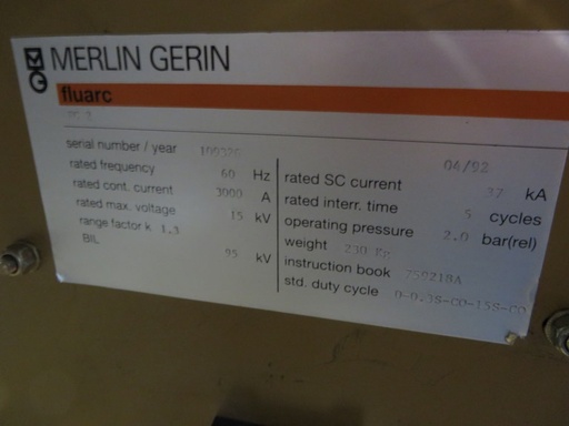 3000 Amp, GE MERLIN GERIN ESI, 5HKV-350, 4160V, FG-2 (FLUARC) OP MECH;