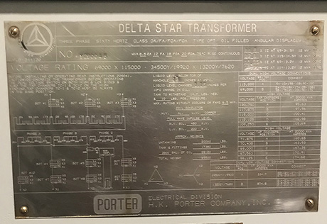 6.5/20 MVA, Pri 69000DX115000D, Sec 34500Y/19920X13200Y/7620, DELTA STAR, MOBILE