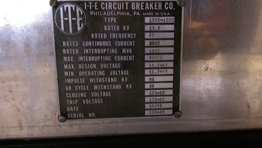 3000 Amp, 15HV-1000 CON ED MODEL 2 RETRO-FIT, 13.8 KV, 2009