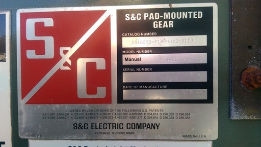 600 Amp, S & C, No. PMH-11, 14400 V., MINI-RUPTER SWITCH
