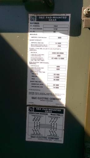 600 Amp, S & C, No. PMH-11, 14400 V., MINI-RUPTER SWITCH