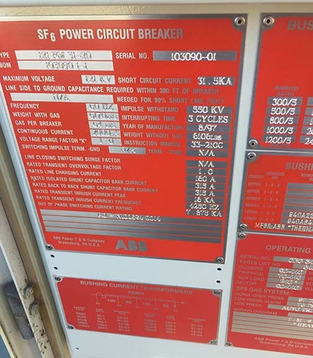 2000 Amp, ABB, 121PM31-20, 121 KV, 1997, FSA-2 MECHANISM, 125 VDC