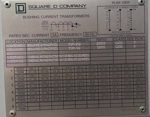 1200 Amp, SQUARE D, FVR1121125A, 17 KV, 2009, 48 VDC CLOSE/TRIP/MOTOR:1