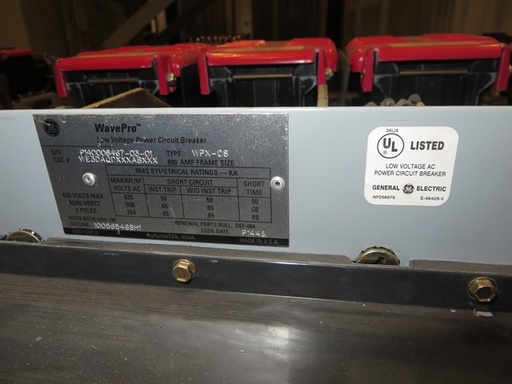 800 Amp, GE, WAVEPRO WPX-08, 480 V.,MANUALLY OPERATED, DRAW-OUT