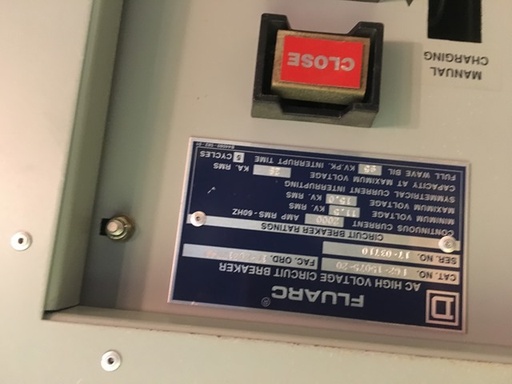 2000 Amp, SQUARE D, FLUARC, 15 KV, 750 MVA, DRAW-OUT, 5 CYCLE: