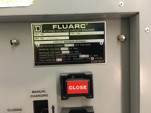 1200 Amp, SQUARE D, FLUARC, 15 KV, 750 MVA, DRAW-OUT, 5 CYCLE: