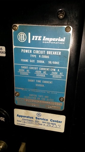 2000 Amp, ITE, K-2000S, 480 V., 1977, E/O, D/O:1