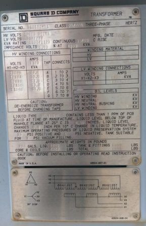 1000/1120 KVA, 12470D, Sec 480Y/277, 1991, SQUARE D, SILICONE SUBSTATION