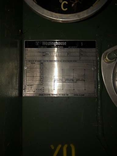 300 KVA, Pri 4160 D, Sec 208Y/120, WESTINGHOUSE, DEAD FRONT/RADIAL FEED:1