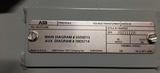 ABB PBA BUSHING POTENTIAL DEVICE, 300 WATT MAX, 289000 V, PRI, 115/66.4 SEC.:1