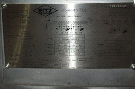 RITZ COMBINED CT/VT, 115/69 KV - 115/69V, 2006, 600/1000:1, 200