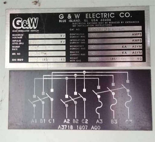 600 Amp, G & W, No. FPRAM33-376F-40PI, 15500 V., FUSED, 3-WAY GAS