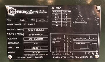 1500 KVA, Pri 13200 D, Sec 8320Y/4800, T&R DEAD FRONT, LOOP FEED, FUSED PADMOUNT