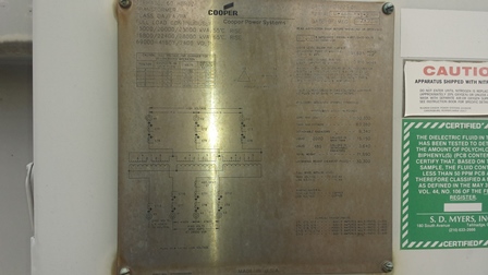 15000/28000 KVA, Pri 69000 D, Sec 4160Y/2400, 1993, COOPER, COPPER:1