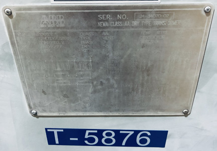 2000 KVA, Pri 12470Y/7200, Sec 480Y/277, ABB, OUTDOOR, COPPER