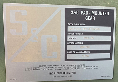 600 Amp, S & C, No. PMH-19, 15000 V., 17 KV MAX, PADMOUNT SWITCHGEAR