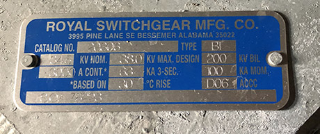 3000 Amp, ROYAL, No. BT 20306, 34500 V, HOOK STICK