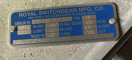 3000 Amp, ROYAL, No. BT 20306, 34500 V, HOOK STICK