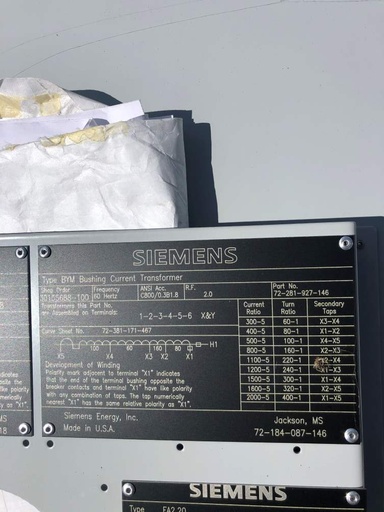 3000 Amp, SIEMENS, No. SPS2-72.5-40-2, 72500 V., 2015, 125 VDC CLOSE & TRIP:1