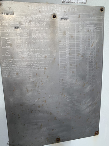 4000/5000/5600 KVA, Pri 33000 D, Sec 4160Y/2400, GENERAL ELECTRIC, COPPER, LTC
