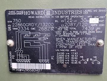 750 KVA, Pri 22860GRDY/13200, Sec 208Y/120, 2007, HOWARD, DEAD FRONT, LOOP FEED
