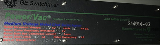 1200 Amp, POWELL, POWER VAC, 4160 V., 2 HIGH, INDOOR HOUSED SWITCHGEAR LINEUP