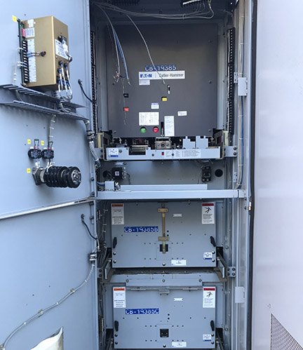 EATON, 4160 V., SWITCHGEAR LINE-UP CONSISTING OF 4 COLUMNS WITH 6 BREAKERS