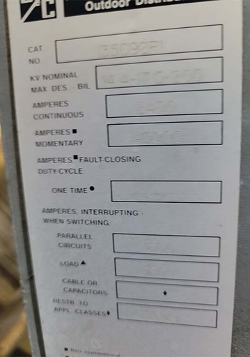 2400 Amp, S&C, TYPE 135092R1, 17000 V, GANG OPERATED AIR BREAK SWITCH