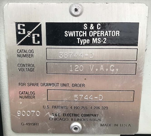 600 Amp, S & C, No. MS-2, 15500 V, OUTDOOR INTERRUPT SWITCH
