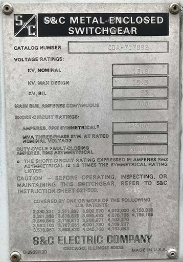 600 Amp, S & C, No. MS-2, 15500 V, OUTDOOR INTERRUPT SWITCH