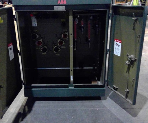 225 KVA, Pri 12470 D, Sec 208Y/120, 2015, DF/LF ABB PADMOUNT TRANSFORMER
